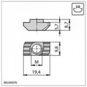 Bosch Rexroth 8981021324, T-Nut, 10mm T-Slot, 5/16-18 UNC Thread 8981021324 Rexroth